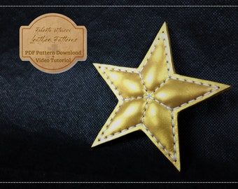 Leather Christmas Star Pattern – 2 Size Holiday Decoration PDF + Tutorial Video | DIY Leathercraft Ornament