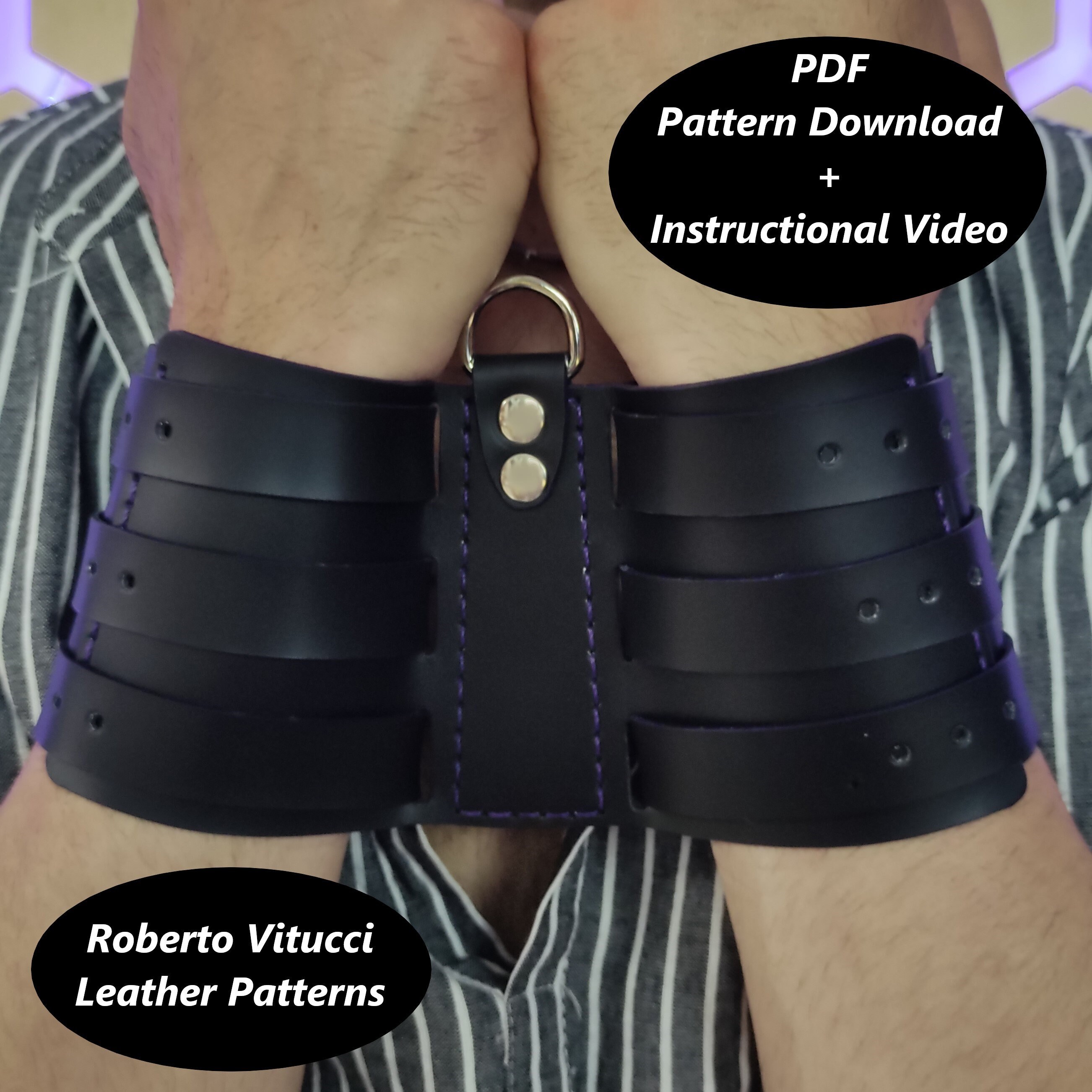 Leather Wrists Restraints Multi Size Pattern Instructional Etsy