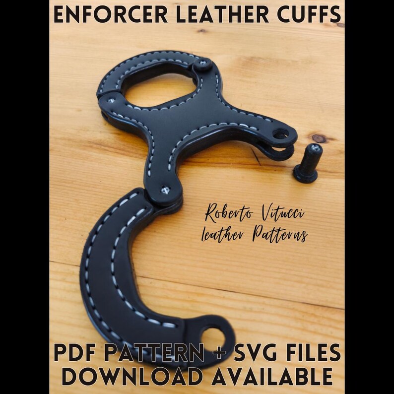 Enforcer Leather Cuffs Pattern PDF & SVG | BDSM Leather Handcuffs Diy ...