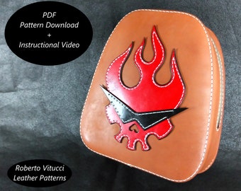 Leather Backpack Pattern – Anime Leather Bag PDF Pattern + Tutorial Video | DIY Leathercraft Cosplay Backpack
