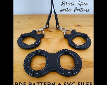Enforcer Leather Cuffs Pattern PDF & SVG | BDSM Leather Handcuffs diy | Roleplay Restraints + Tutorial Video