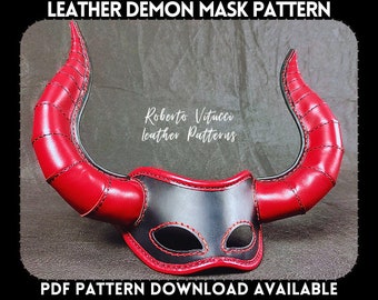Leather Demon Mask with Horns Pattern – Multi Size Cosplay Mask PDF + Tutorial Video | Fantasy Costume
