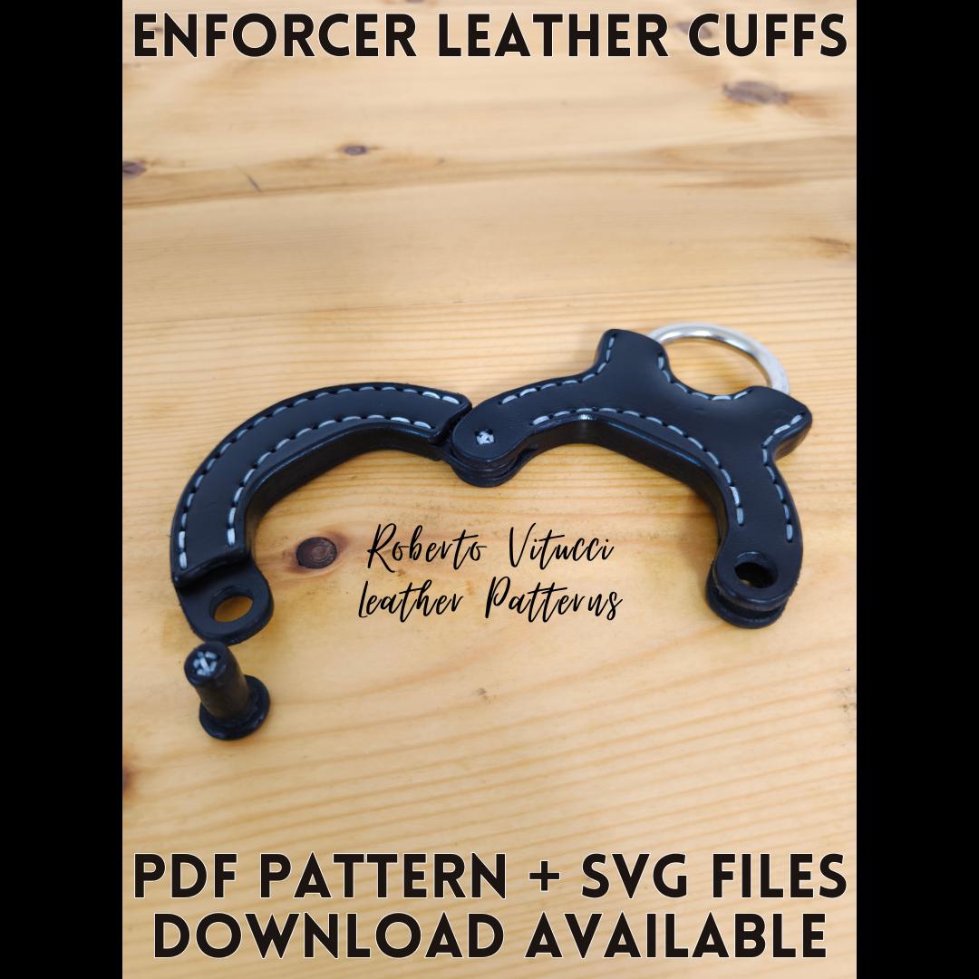 Enforcer Leather Cuffs Pattern PDF & SVG | BDSM Leather Handcuffs Diy ...