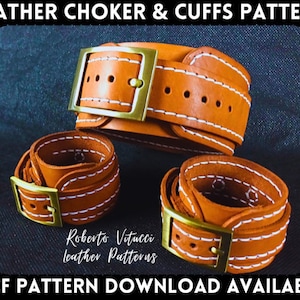 Multi-Size Leather Choker & Cuffs Pattern - DIY PDF Template for Leather Crafting + Tutorial Video