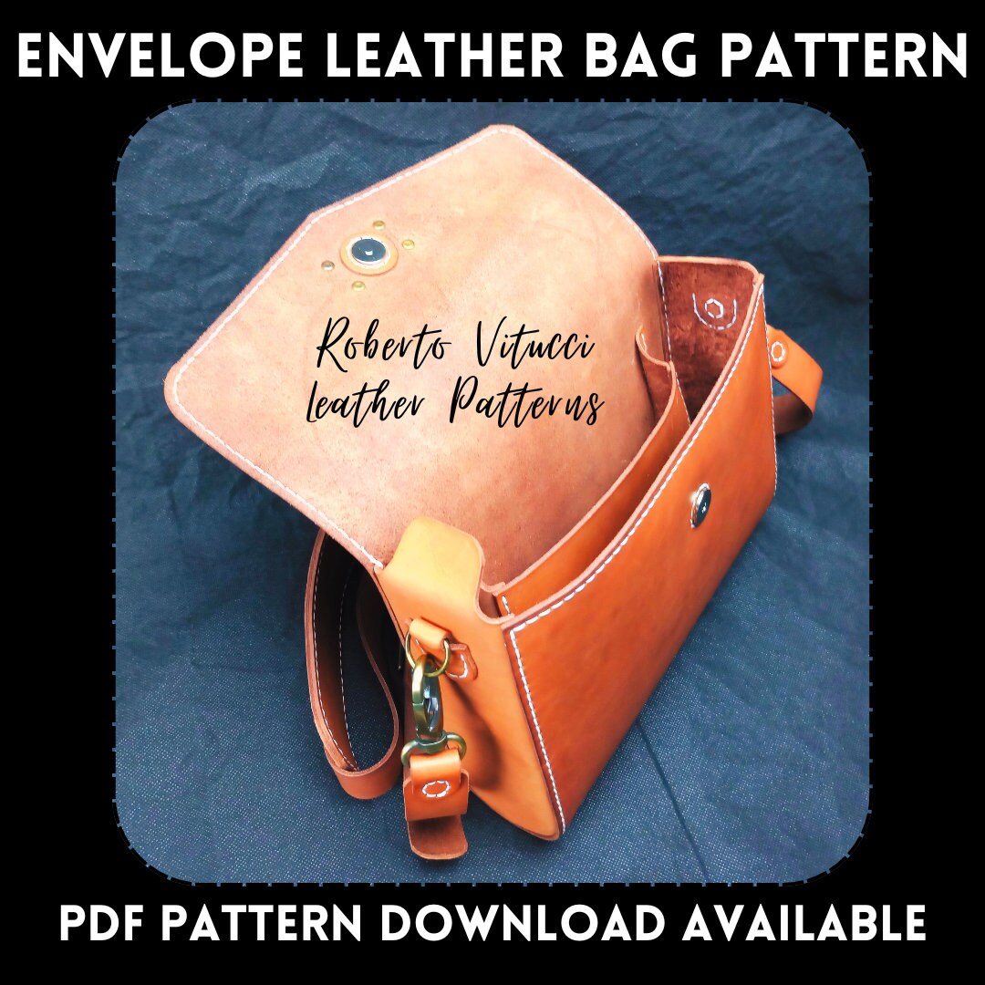 Envelope Leather Bag Pattern PDF + Tutorial Video | 2 Sizes Leather Bag ...