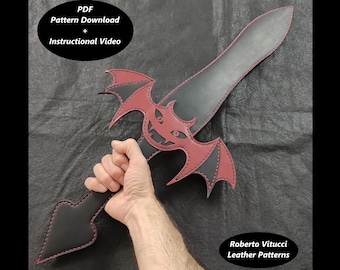 Leather Succubus Dagger Paddle Pattern – BDSM Spanking Paddle PDF + Tutorial Video | Fantasy Leathercraft
