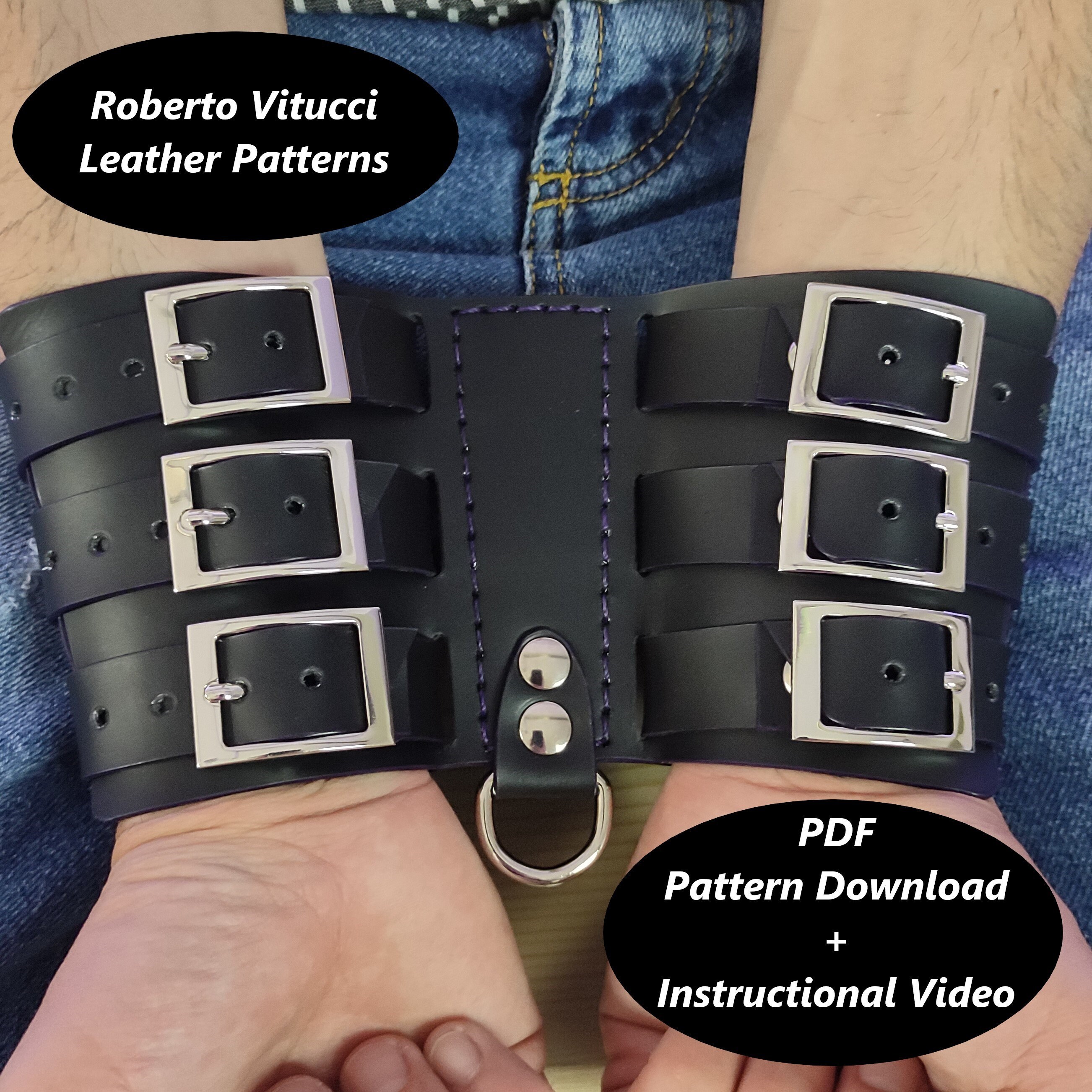 Leather Wrists Restraints Multi Size Pattern Instructional Etsy