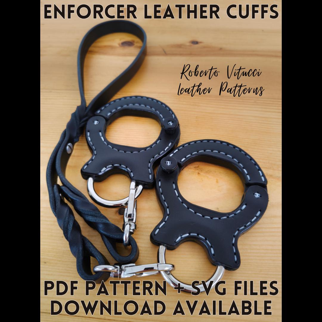 Enforcer Leather Cuffs Pattern PDF & SVG | BDSM Leather Handcuffs Diy ...