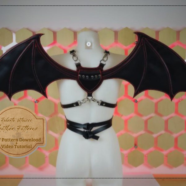 Leather Bat Wings | Demon cosplay costume | Bdsm sexy accessories | DIY Leather BDSM Demon Wings PDF Pattern with Video Tutorial