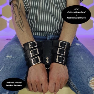 Leather Wrists Restraints Multi Size Pattern + Instructional Video