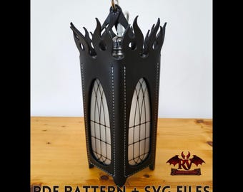 Leather Soul Lantern Pattern (PDF & SVG) | Gothic Lantern Lamp DIY | Leathercraft Pattern | Fantasy Lantern Decor