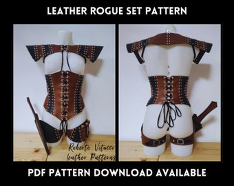 Leather Rogue Armor Set Pattern – Corset, Shoulder & Thigh Armor PDF + Tutorial Video