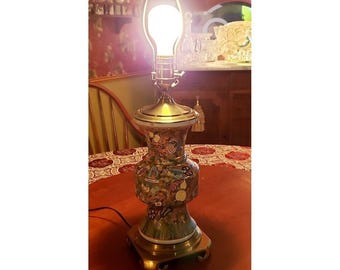 Vintage 23" Exquisite Oriental Wildwood Lamp Gold Bearer Lamp, model # 7426.
