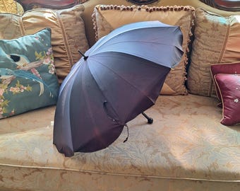 Vintage Blackish Purple Scalloped Parasol Umbrella Gothic Victorian Costume Prop