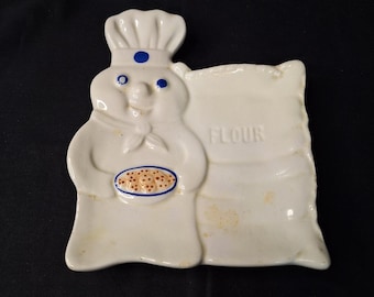 Vintage 1997 Pillsbury Doughboy Spoon Rest Benjamin & Medwin Ceramic Flour Sack