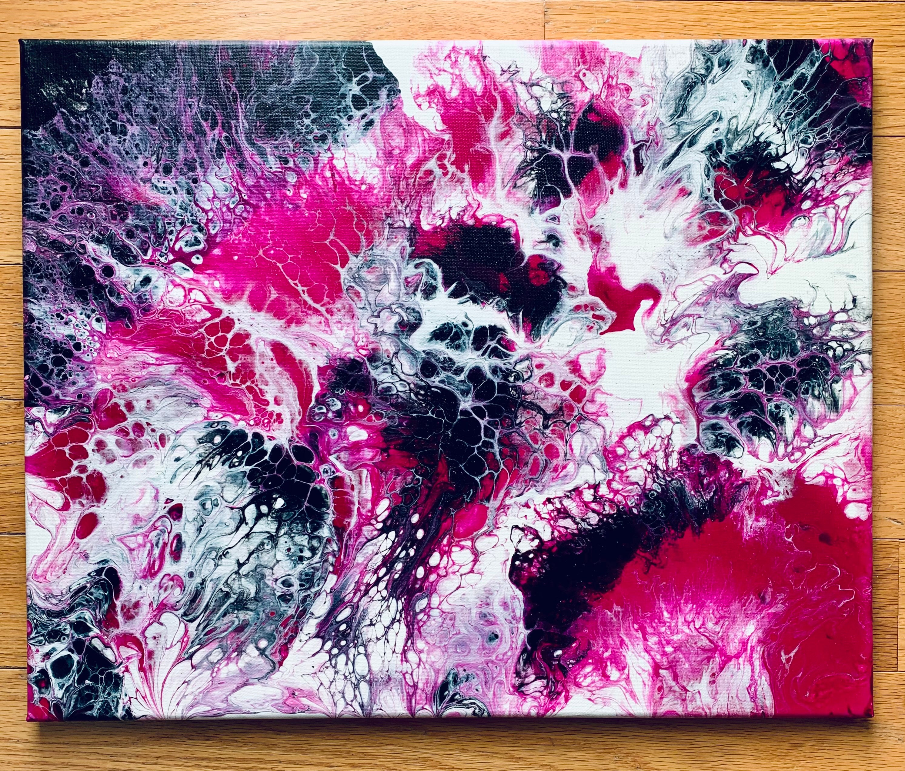Original Pink and Black Abstract Acrylic Painting Etsy Australia