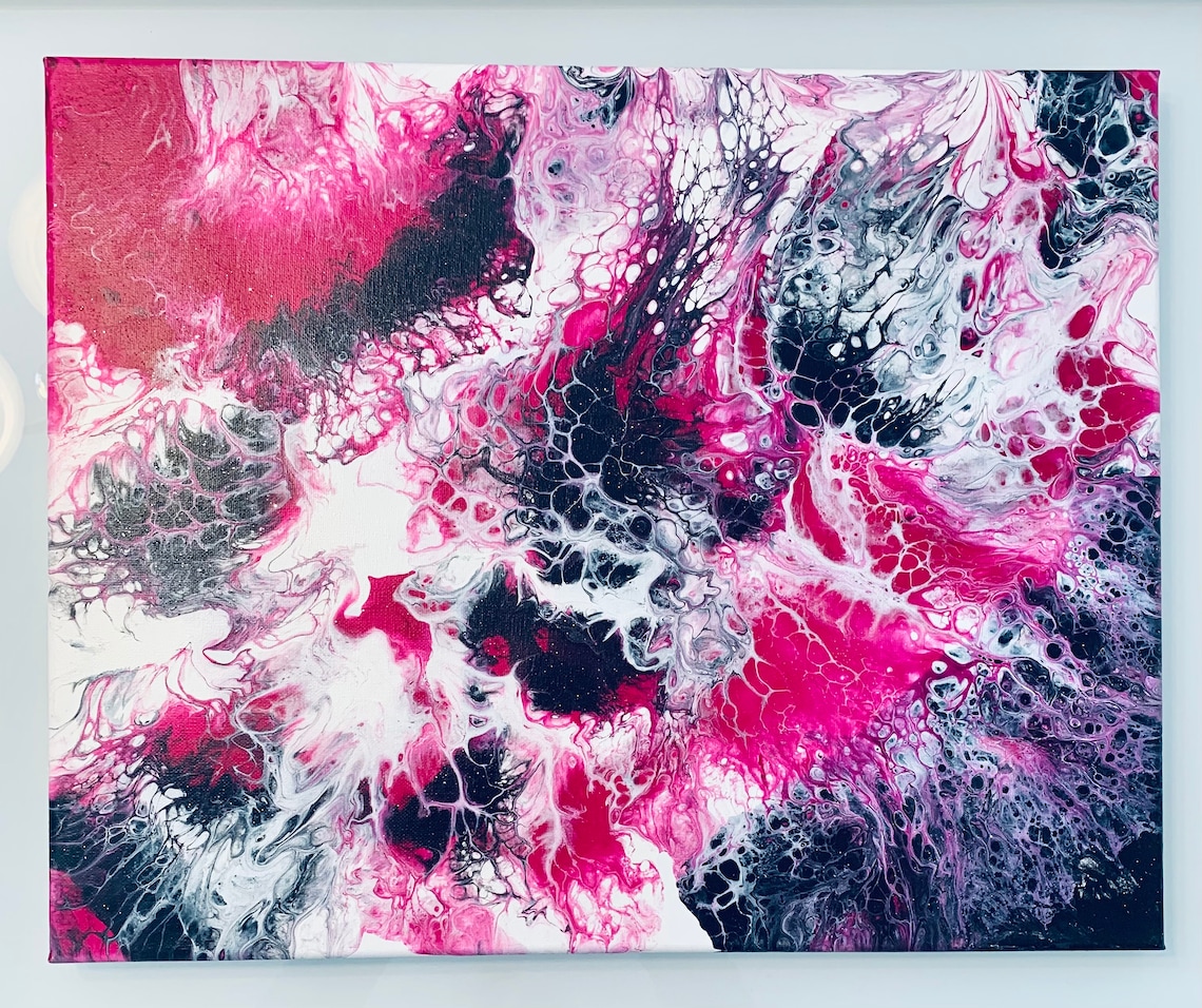 Original Pink and Black Abstract Acrylic Painting Etsy