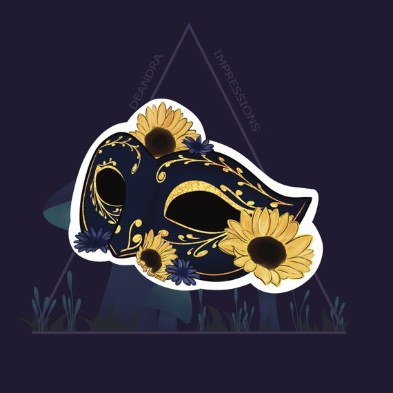 Blue and Gold Masquerade Mask Vinyl Sticker - Etsy