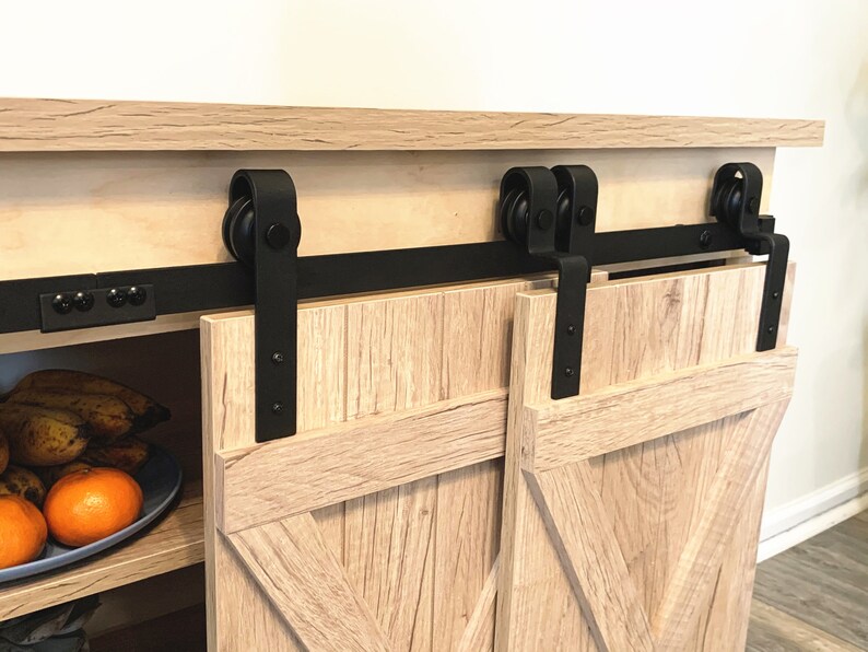 Mini Single Track Bypass Sliding Barn Door Hardware Kit Heavy Etsy