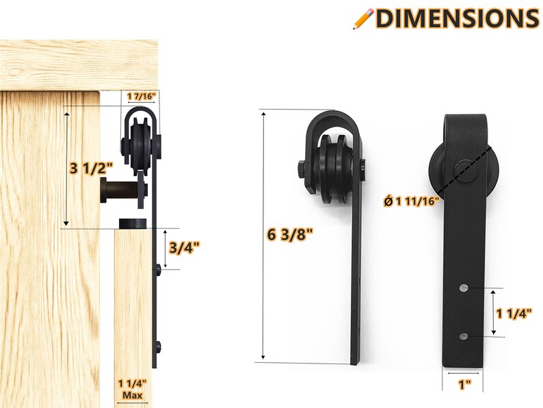 Mini Sliding Barn Door Hardware Kit Heavy Duty Steel Etsy
