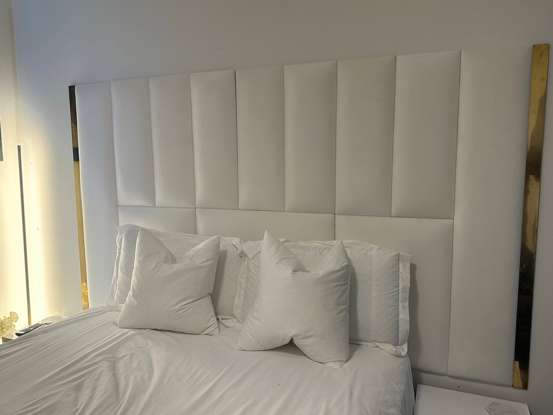 Luxury Upholstered Velvet Wall Panels With Gold Lines Stylish Etsy