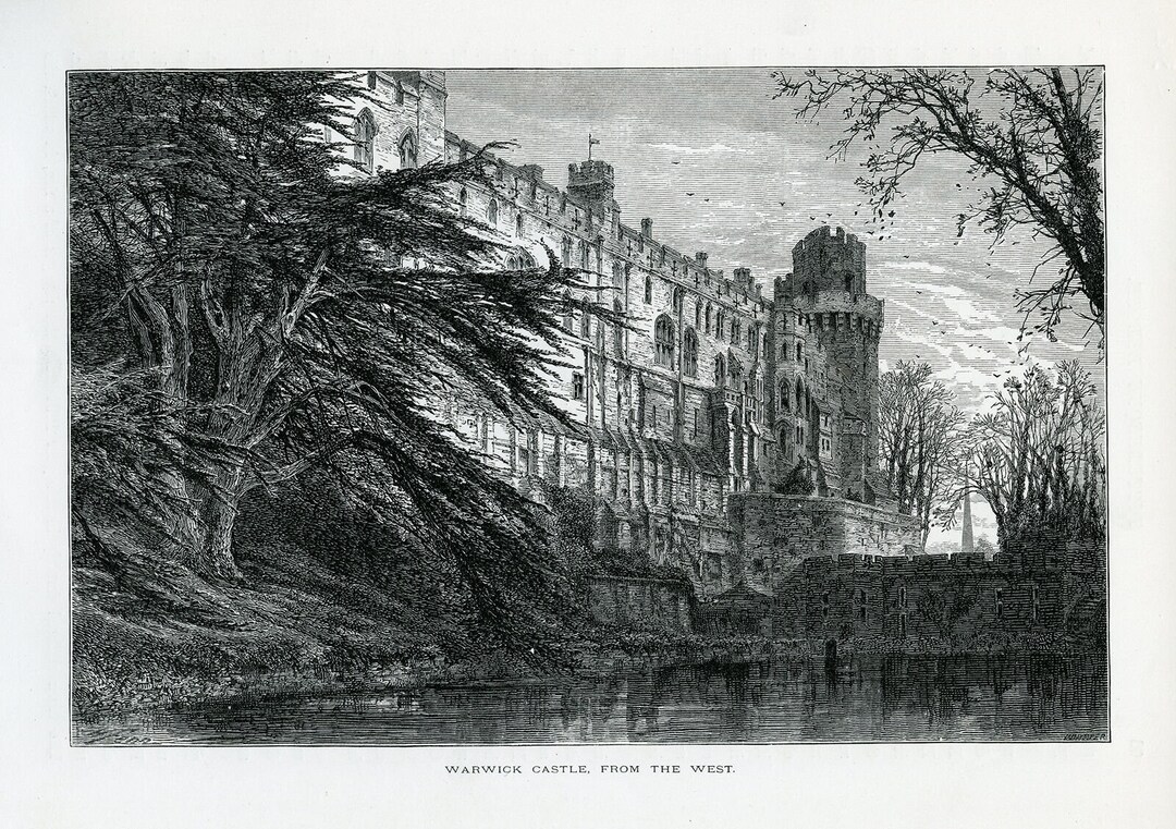 Warwick Castle Vintage Engraving West View 1876 K132 Etsy