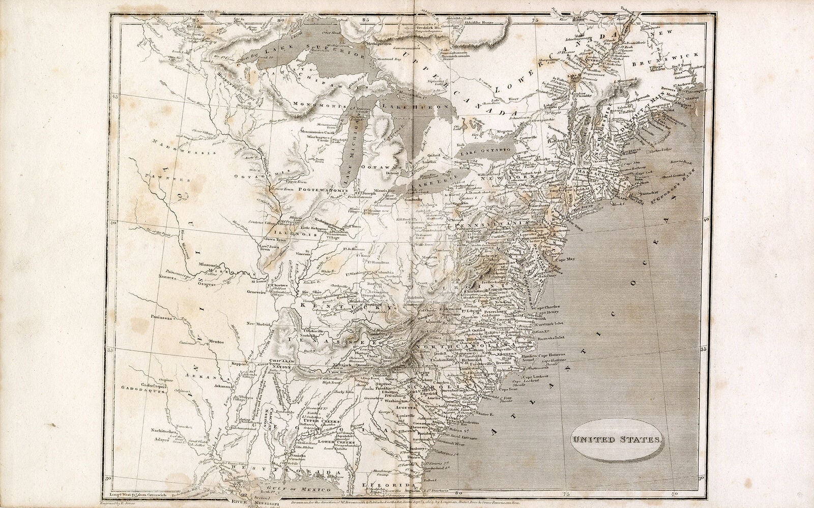 Printable United States Map 1800s