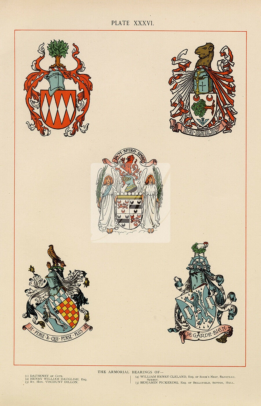 Vintage Heraldry Coloured Print 1904 Armorial Bearings F525 Etsy