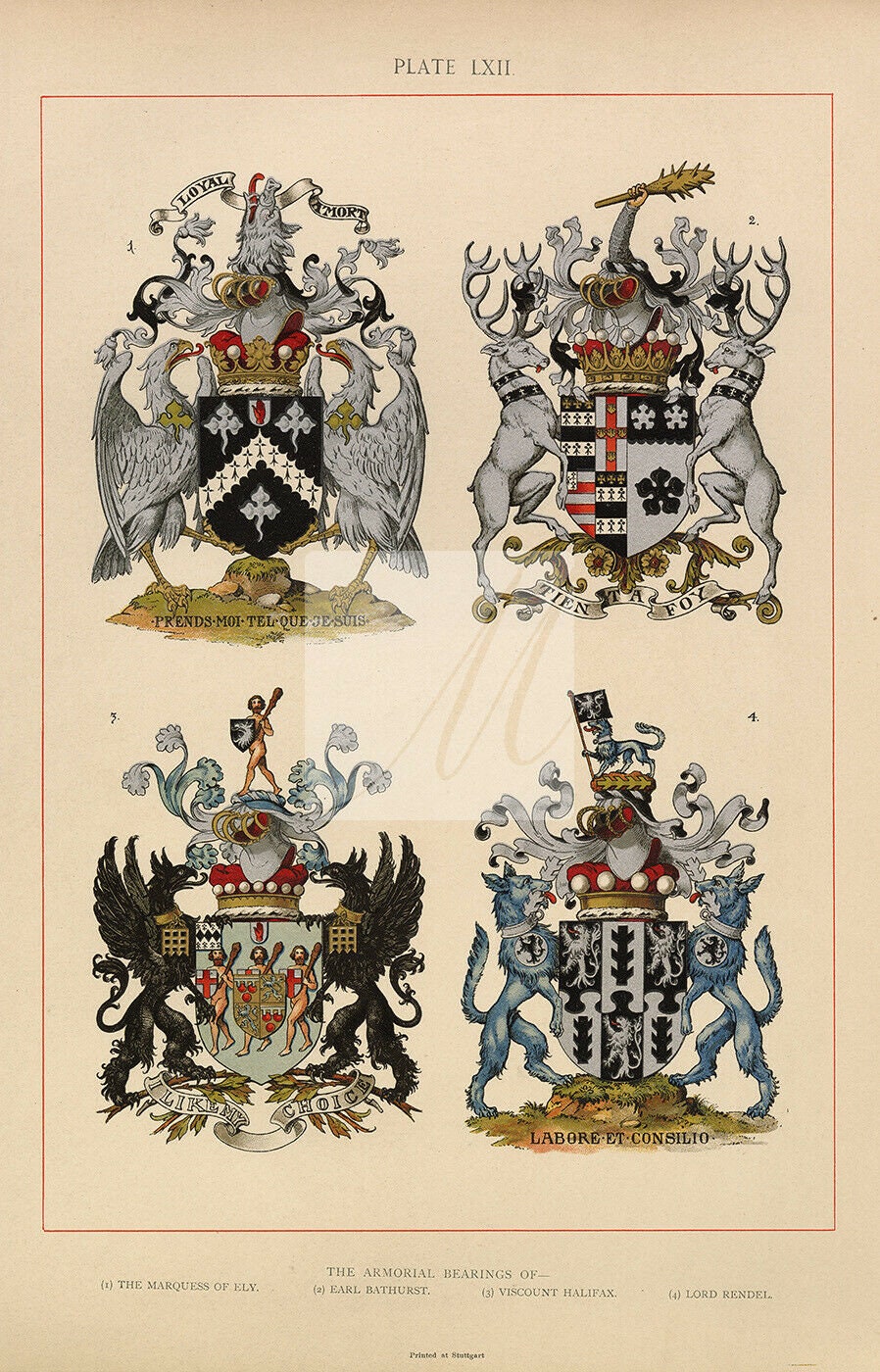 Various Armorial Bearings 1904 Vintage Heraldry Print F501 Etsy