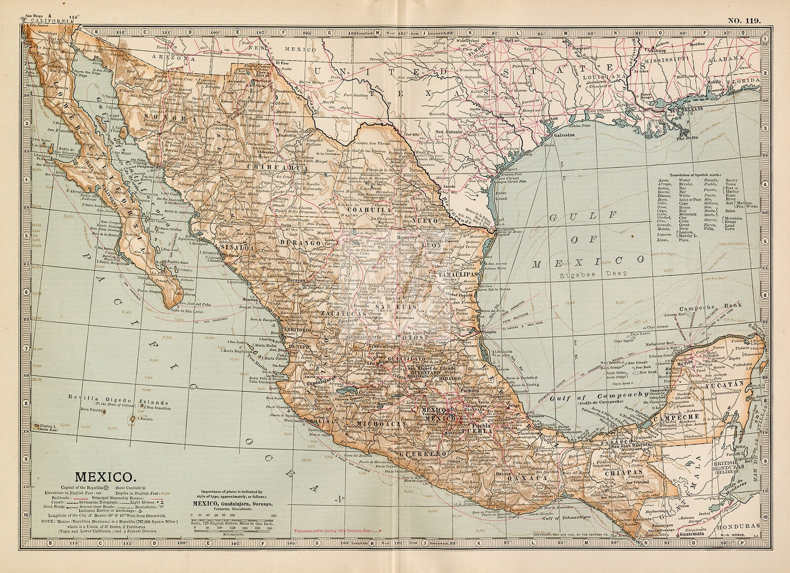 VINTAGE Mapa de México 1902 Enciclopedia Británica F415 | Etsy