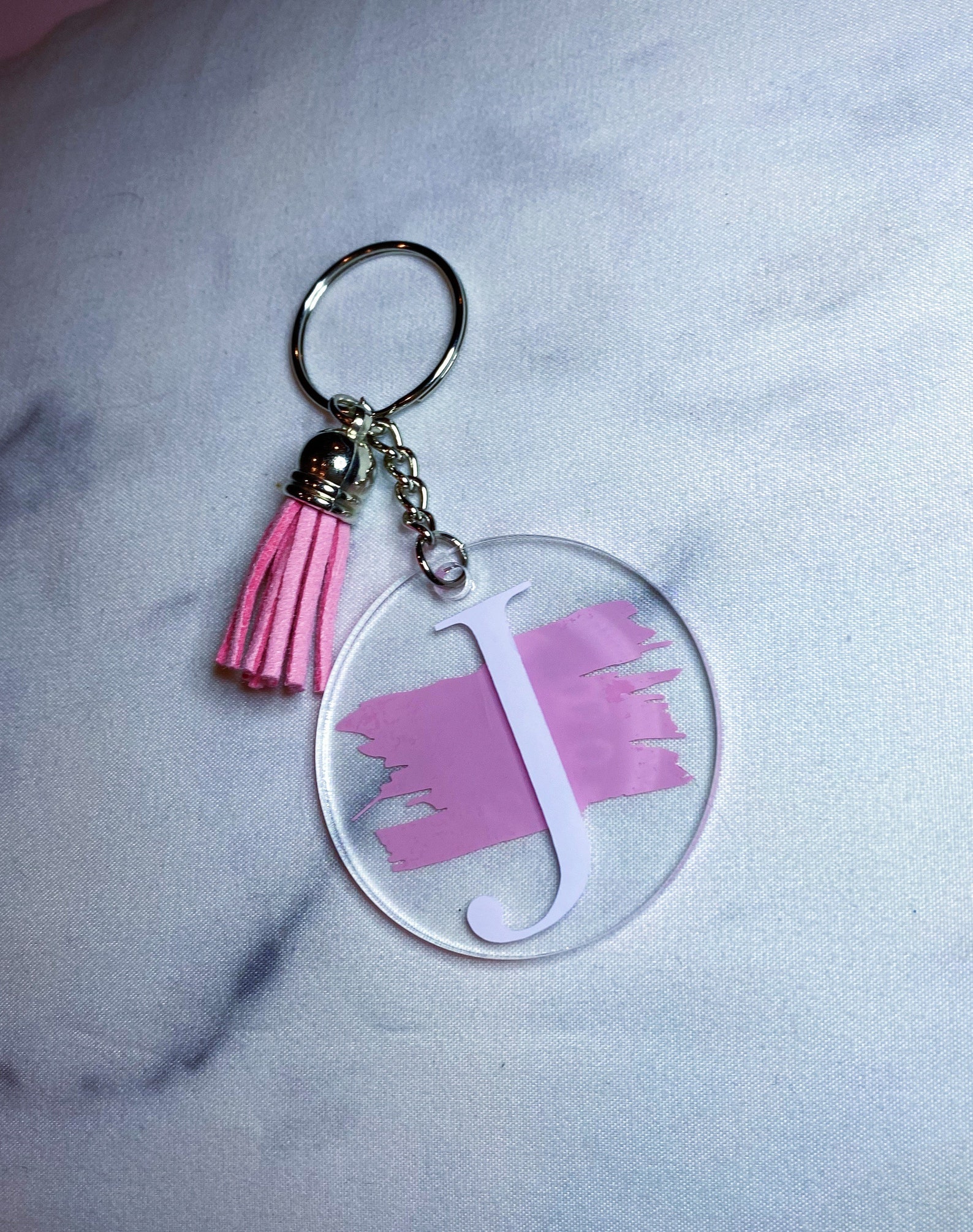 Acrylic Personalized Initial Paint Keychain Different Colors Etsy