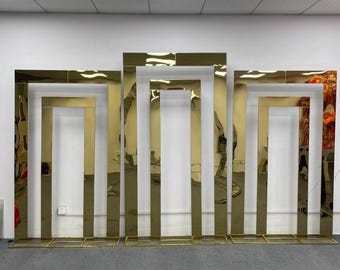 Metal Double Arch Stainless steel Wedding Backdrop: Gold or Silver Photo Frame