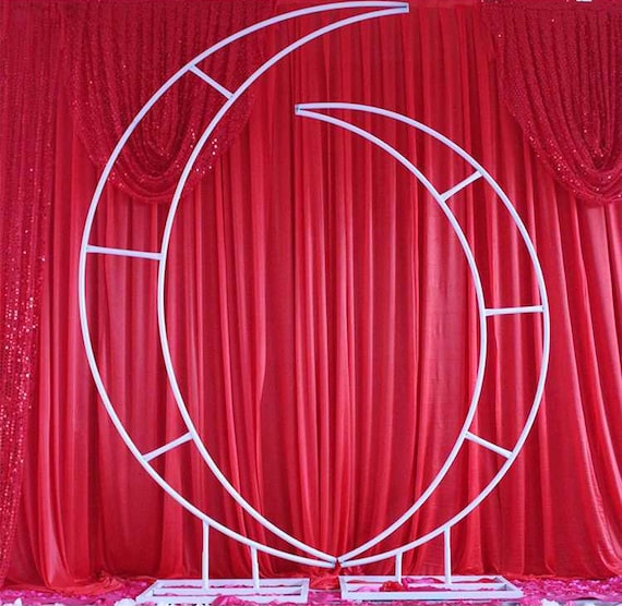 Moon Wedding Arch: Metal Flower Ceremony Backdrop (Customizable Size)