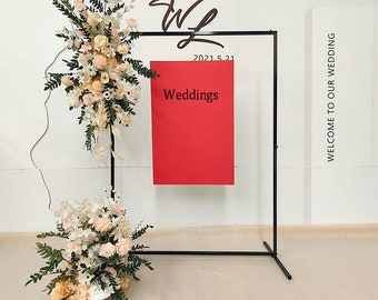 Rectangle Metal Wedding Welcome Sign Stand Seating Chart Stand Acrylic Sign  Stand customizable Size 