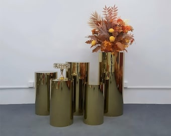 Gold Geometric Column Display Stand Suitable for Wedding Decor, Table Centerpieces, Floral Stands