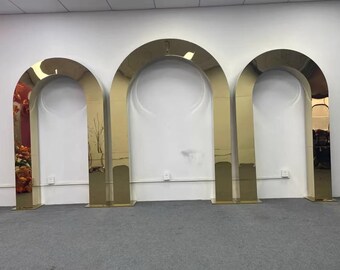 Semi-circular 3D Square Column Stainless Steel Outdoor Wedding Arch Ceremony Stage Backdrop Archway