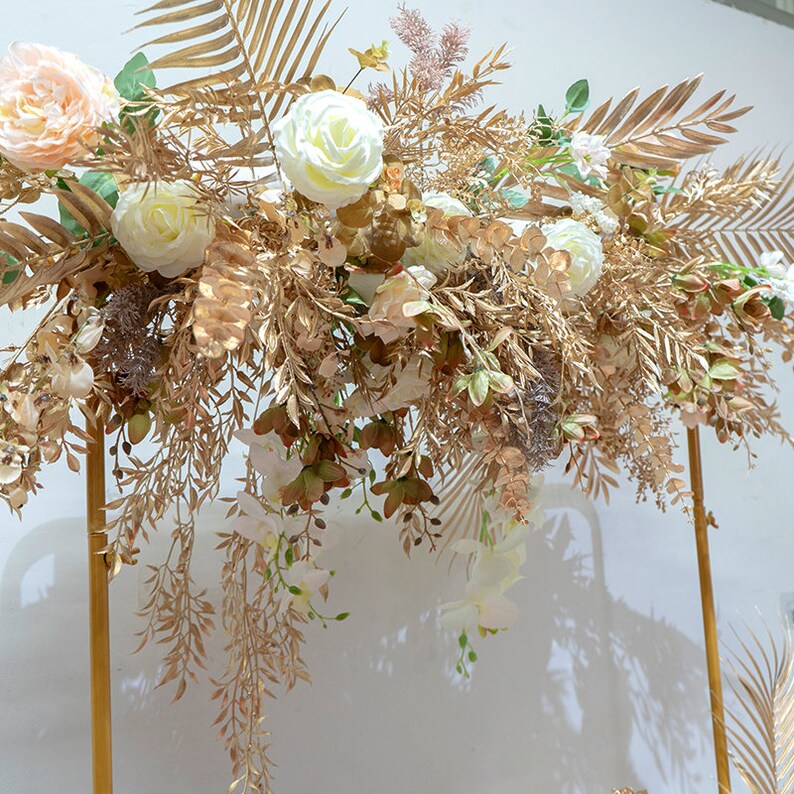 Gold Wedding Flowers Gold Wedding Arch Backdrop Frame Etsy