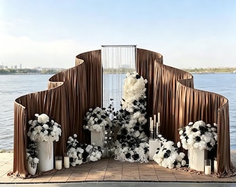 2PCS/SET Large S-shaped Gauze Curtain Flower Frame for Wedding and Outdoor Events; Customizable