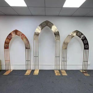 Gold Wedding Arch Stand - 2-Piece Curved Backdrop For Ceremonies, 6.2ft & 7.8ft Adjustable