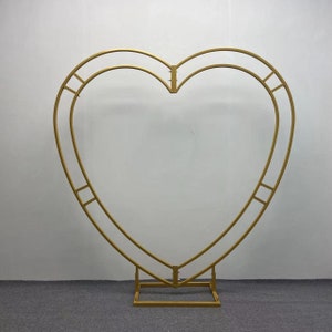 Arco de corazón para ceremonia de boda, marco de fondo, soporte de flores, postes dobles, escenario en forma de corazón (tamaño personalizable)