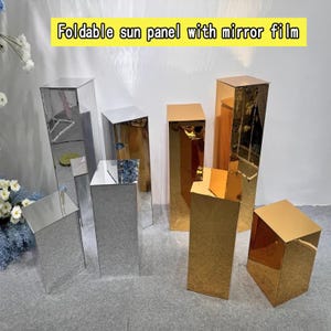 Colonna quadrata in acrilico a specchio, sfondo per matrimonio, guida stradale, decorazione, supporto per fiori, pilastro per dessert