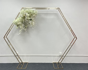 Shiny Gold Hexagon Arch Wedding Backdrop Arch Bridal Shower Stage Decor Double Pole Hexagon