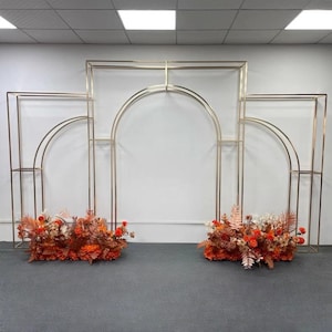Gold Metal Wedding Arch: Floral Ceremony Stage Backdrop
