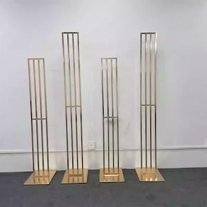 4PCS/SET Geometric Square Line Flower Stand Display Wedding Props Iron Road Guide Stage Background Decoration