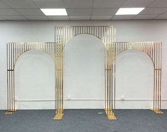 Shiny Gold Wedding Arch Backdrop Arch Decor Balloon Arch Ceremony Arch
