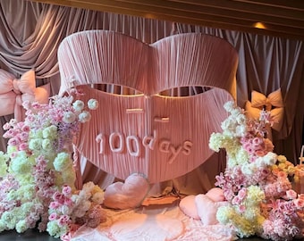 Double Staggered Heart Metal Backdrop Stand for Wedding & Baby Showers Party (no flowers)