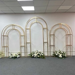 Shiny Gold Metal Wedding Arch: Round Truss Ceremony Floral Arch