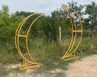 2PCS Wedding Moon Arch Set: Customizable Floral Backdrop Stand