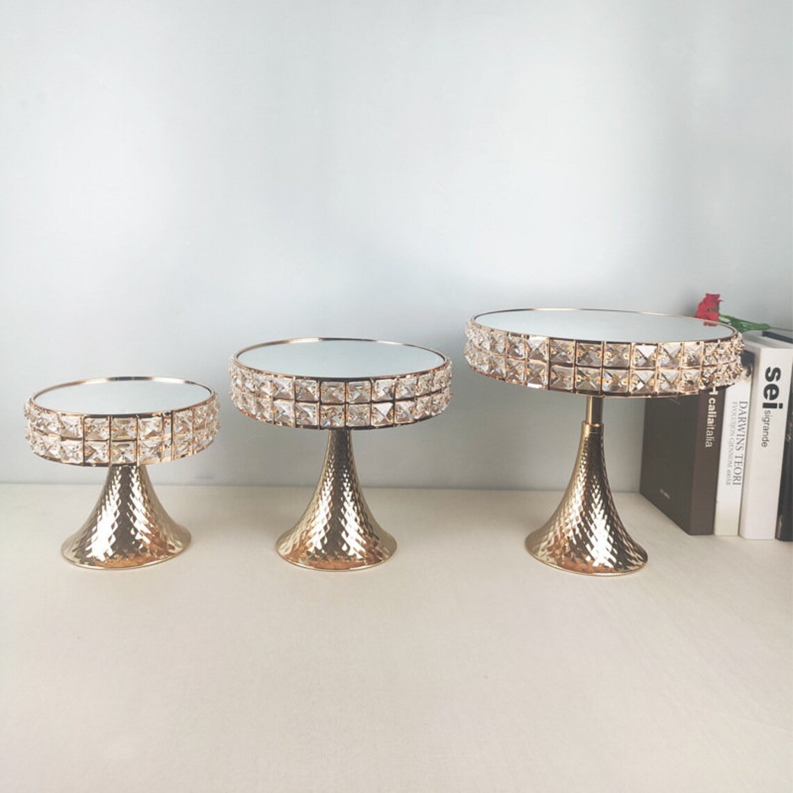 3PCS European Golden Crystal Cake Stand Wedding Party Metal Etsy
