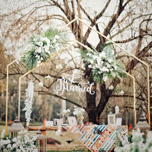 Gold Metal Wedding Arch: Customizable Bridal Shower Backdrop